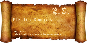 Miklics Dominik névjegykártya